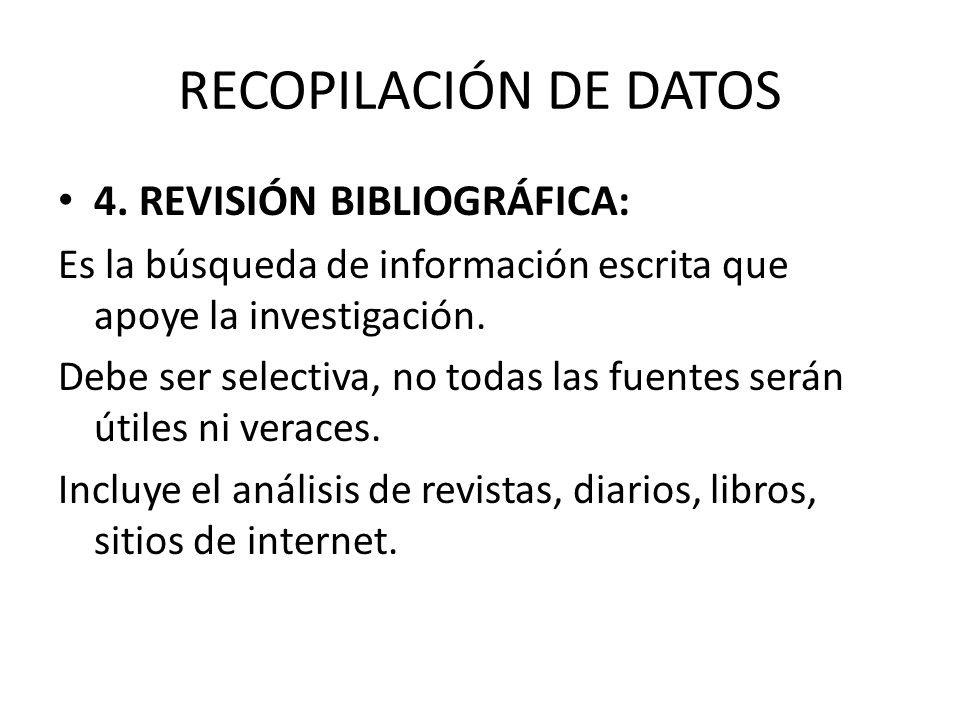 RECOPILACIÓN DE DATOS 4.