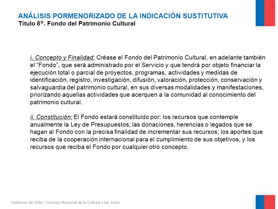 IndicaciÓn Sustitutiva Proyecto De Ley Que Crea El Ministerio De Cultura Este Documento Es Un 8073