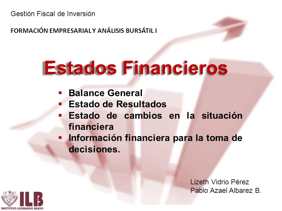 Estados Financieros  Balance General  Estado de Resultados  Estado de cambios en la situación financiera  Información financiera para la toma de decisiones.