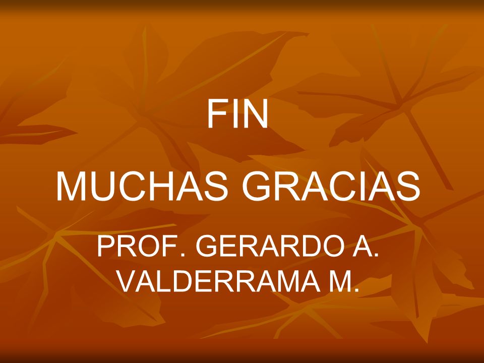 FIN MUCHAS GRACIAS PROF. GERARDO A. VALDERRAMA M.