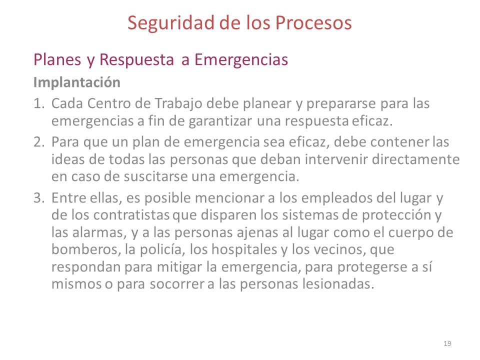 plan de respuesta de emergencia