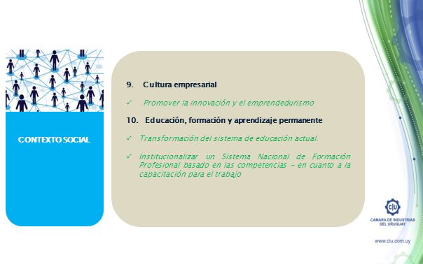 9.Cultura empresarial Promover la innovación y el emprendedurismo 10.