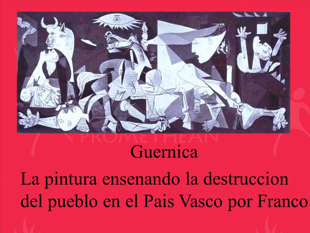 Guernica La pintura ensenando la destruccion del pueblo en el Pais Vasco por Franco