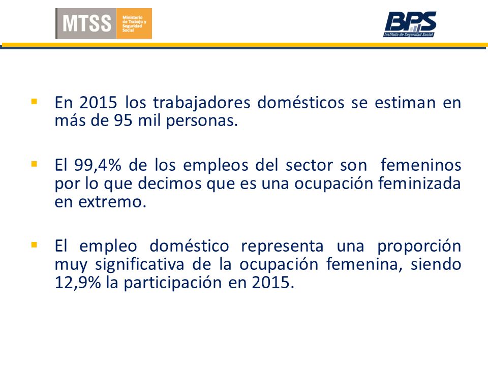  En 2015 los trabajadores domésticos se estiman en más de 95 mil personas.