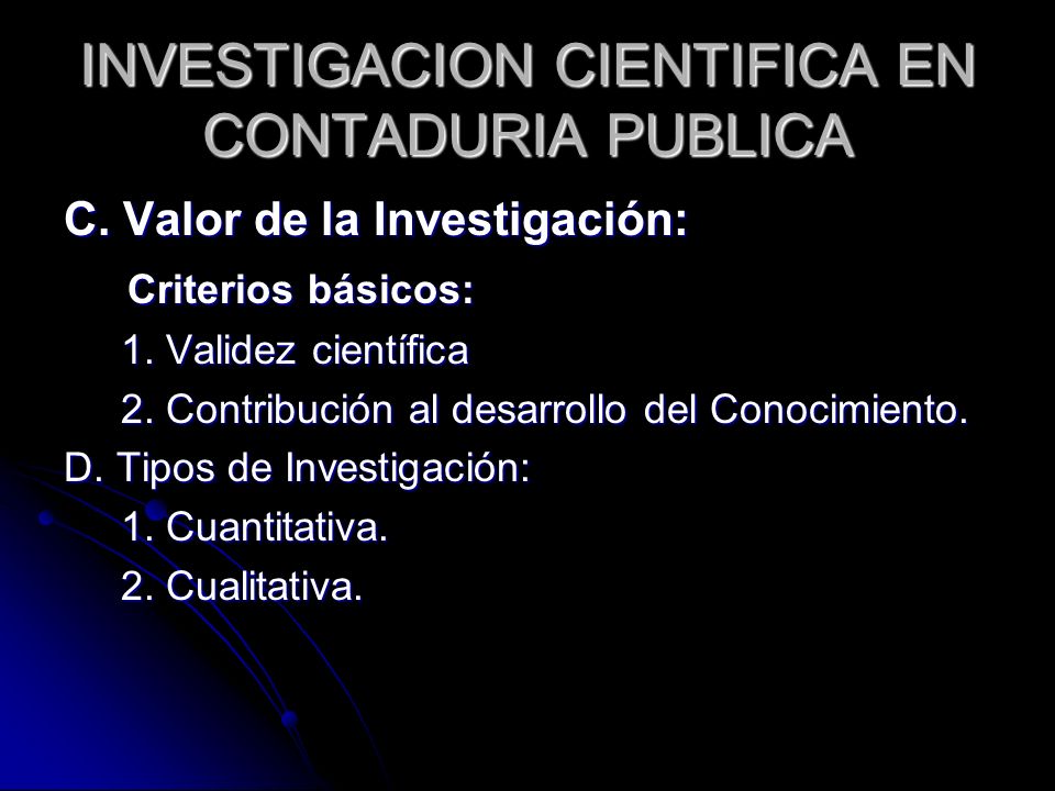 INVESTIGACION CIENTIFICA EN CONTADURIA PUBLICA C.