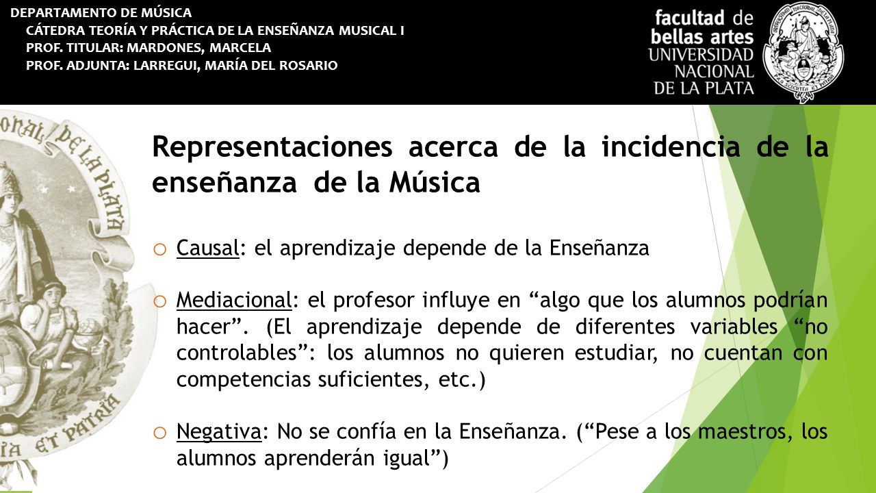 DEPARTAMENTO DE MÚSICA CÁTEDRA TEORÍA Y PRÁCTICA DE LA ENSEÑANZA MUSICAL I PROF.