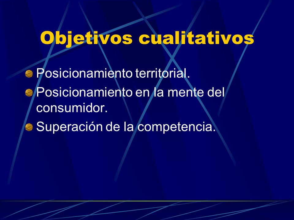 Objetivos cualitativos Posicionamiento territorial.