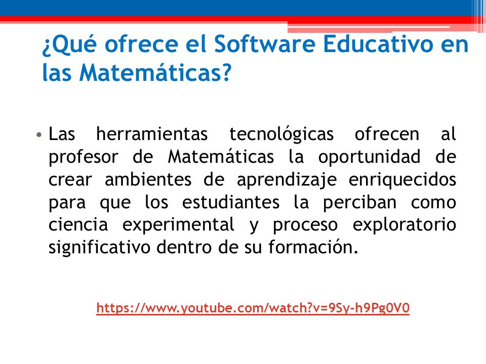 ¿Qué ofrece el Software Educativo en las Matemáticas.