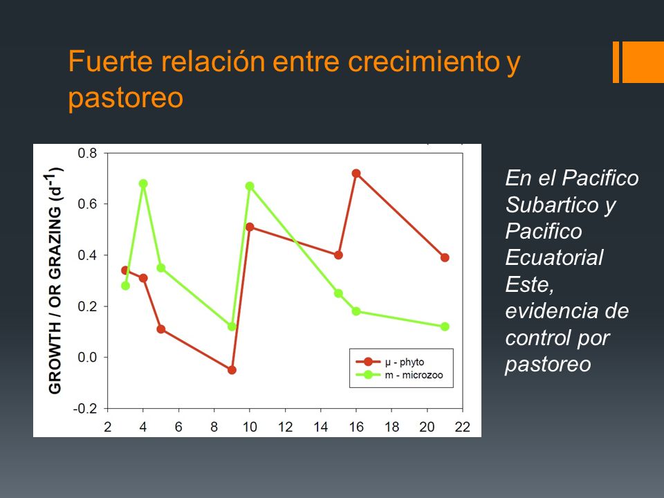 Fuerte relación entre crecimiento y pastoreo En el Pacifico Subartico y Pacifico Ecuatorial Este, evidencia de control por pastoreo