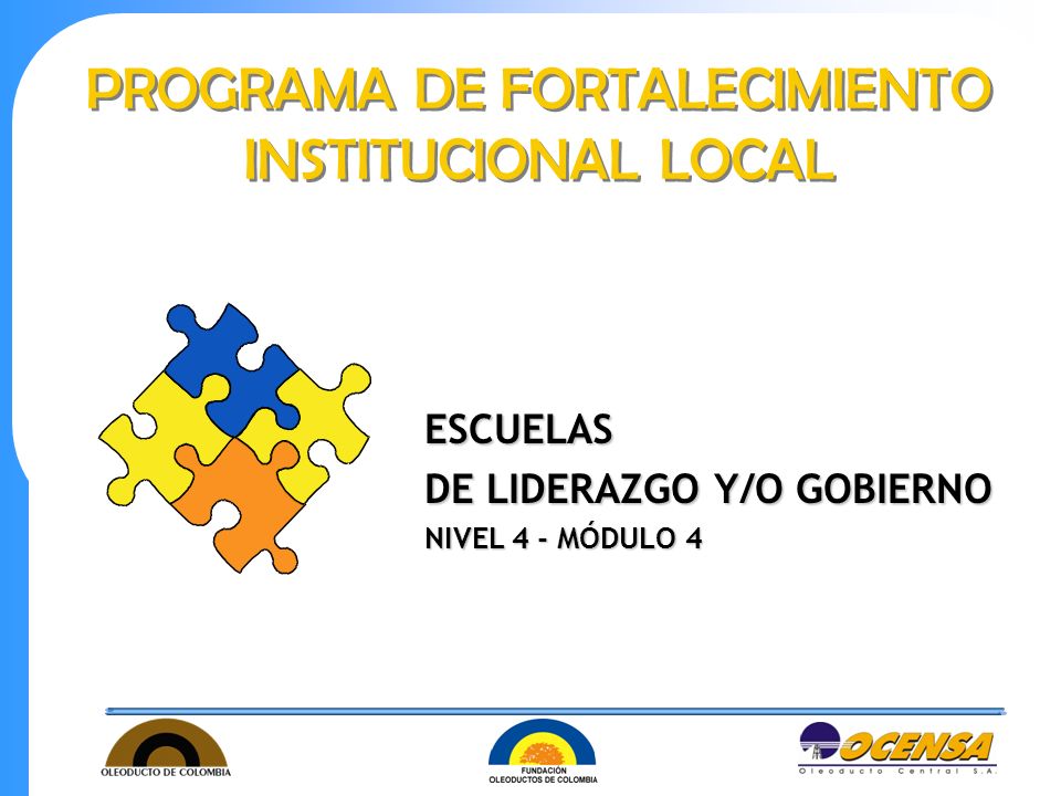 PROGRAMA DE FORTALECIMIENTO INSTITUCIONAL LOCAL ESCUELAS DE LIDERAZGO Y/O GOBIERNO NIVEL 4 - MÓDULO 4