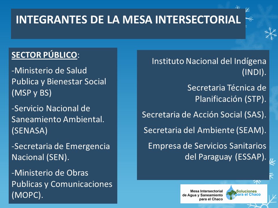INTEGRANTES DE LA MESA INTERSECTORIAL Instituto Nacional del Indígena (INDI).