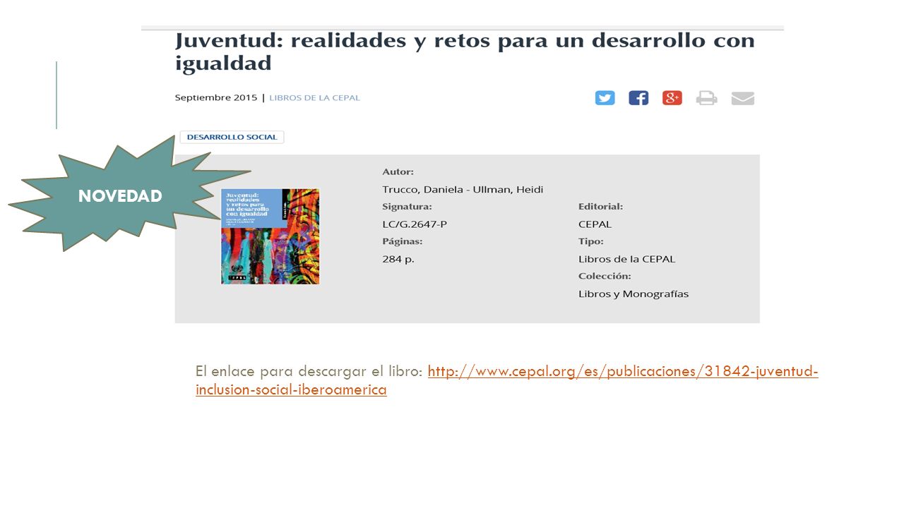 El enlace para descargar el libro:   inclusion-social-iberoamericahttp://  inclusion-social-iberoamerica NOVEDAD