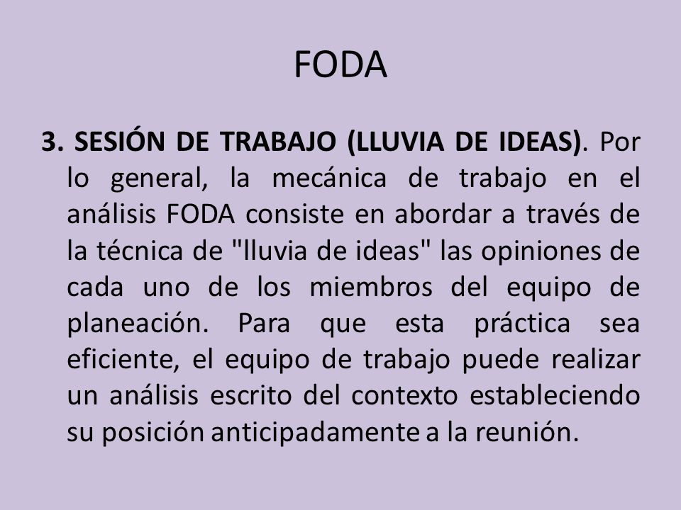 FODA 3. SESIÓN DE TRABAJO (LLUVIA DE IDEAS).