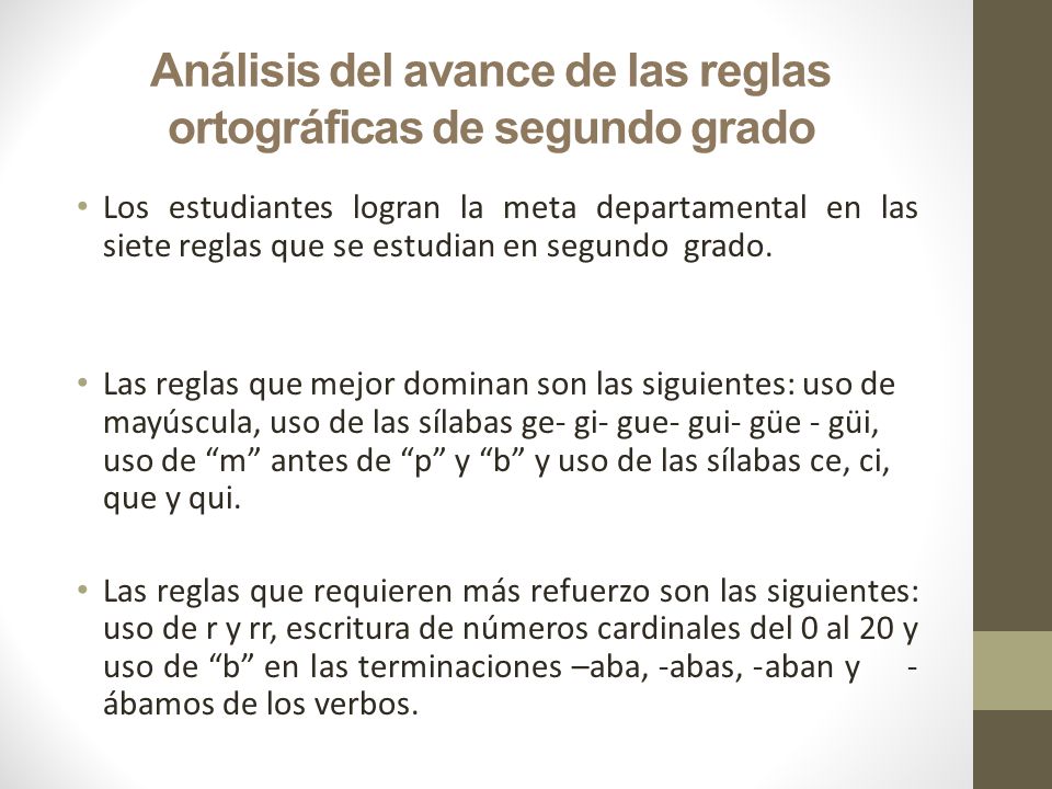 Analisis De Resultados Ortografia Primero A Quinto Grado Reglas Sugeridas Por El Mep Ppt Descargar