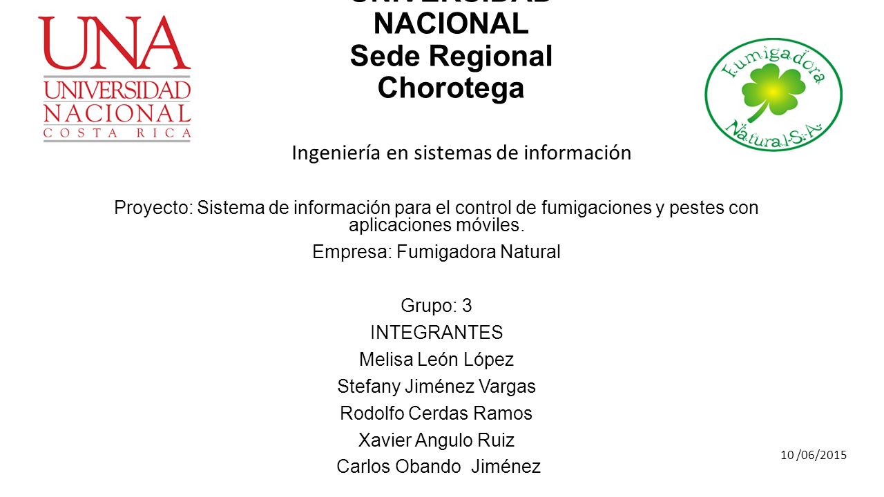 Universidad Nacional Sede Regional Chorotega Proyecto Sistema De