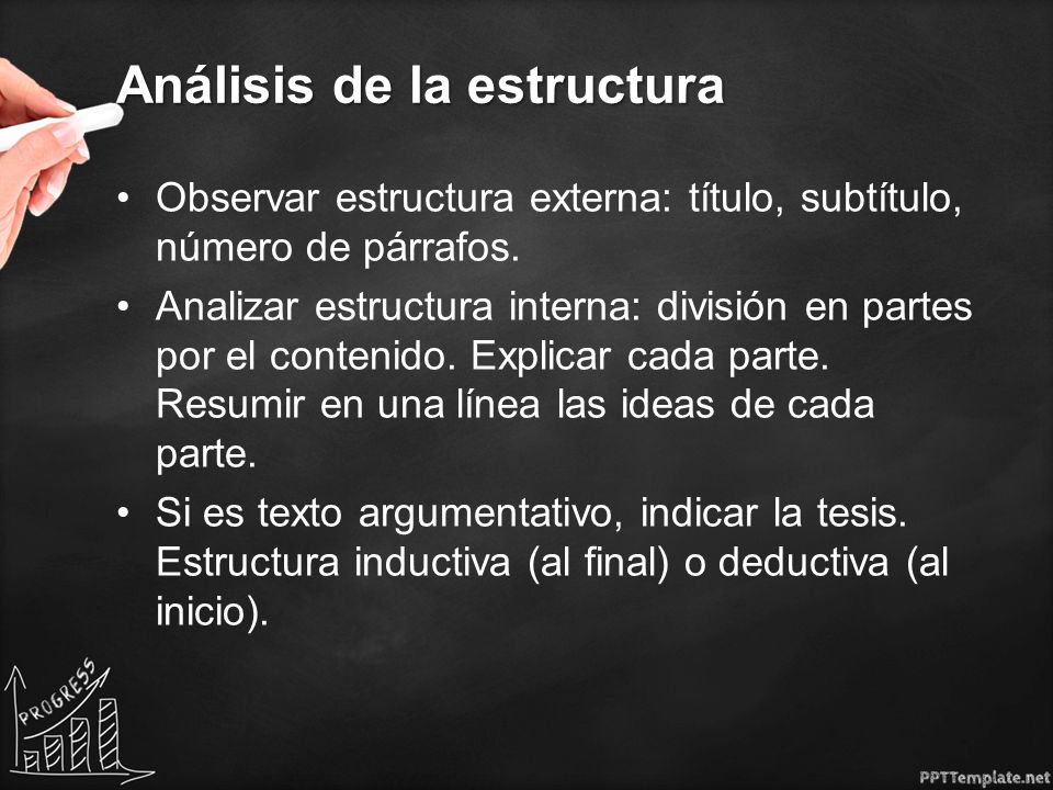 Análisis de la estructura Observar estructura externa: título, subtítulo, número de párrafos.
