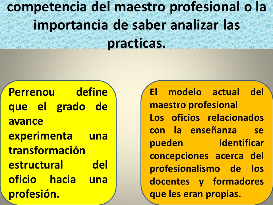 competencia del maestro profesional o la importancia de saber analizar las practicas.