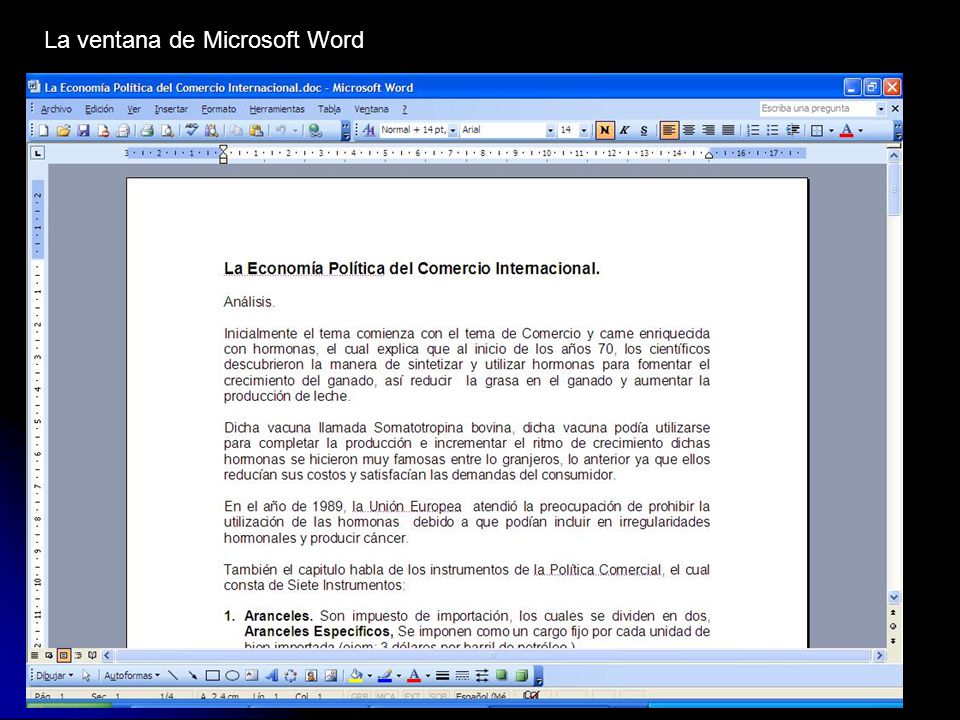 La ventana de Microsoft Word