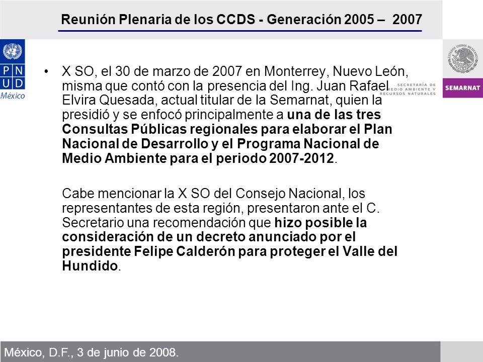 Reunión Plenaria de los CCDS - Generación 2005 – 2007 México, D.F., 3 de junio de 2008.