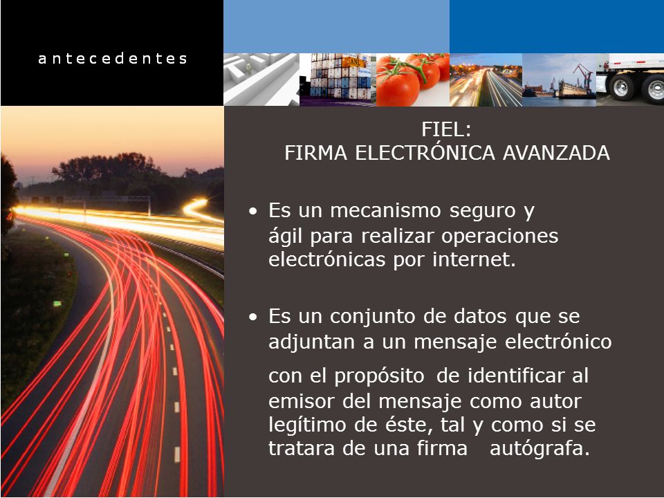 FIEL: FIRMA ELECTRÓNICA AVANZADA Es un mecanismo seguro y ágil para realizar operaciones electrónicas por internet.