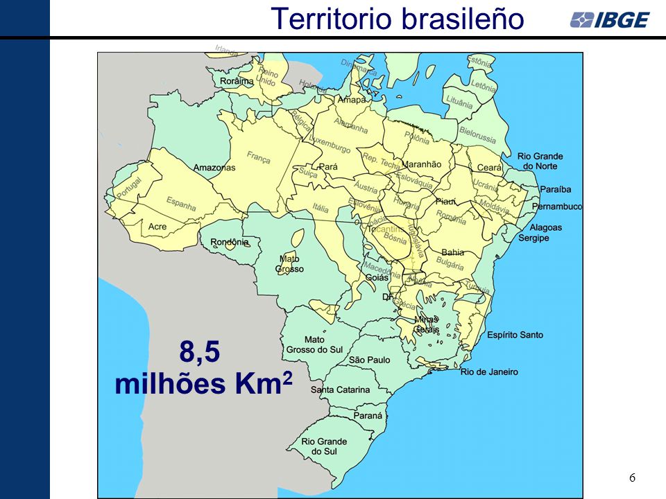 6 Territorio brasileño 8,5 milhões Km 2