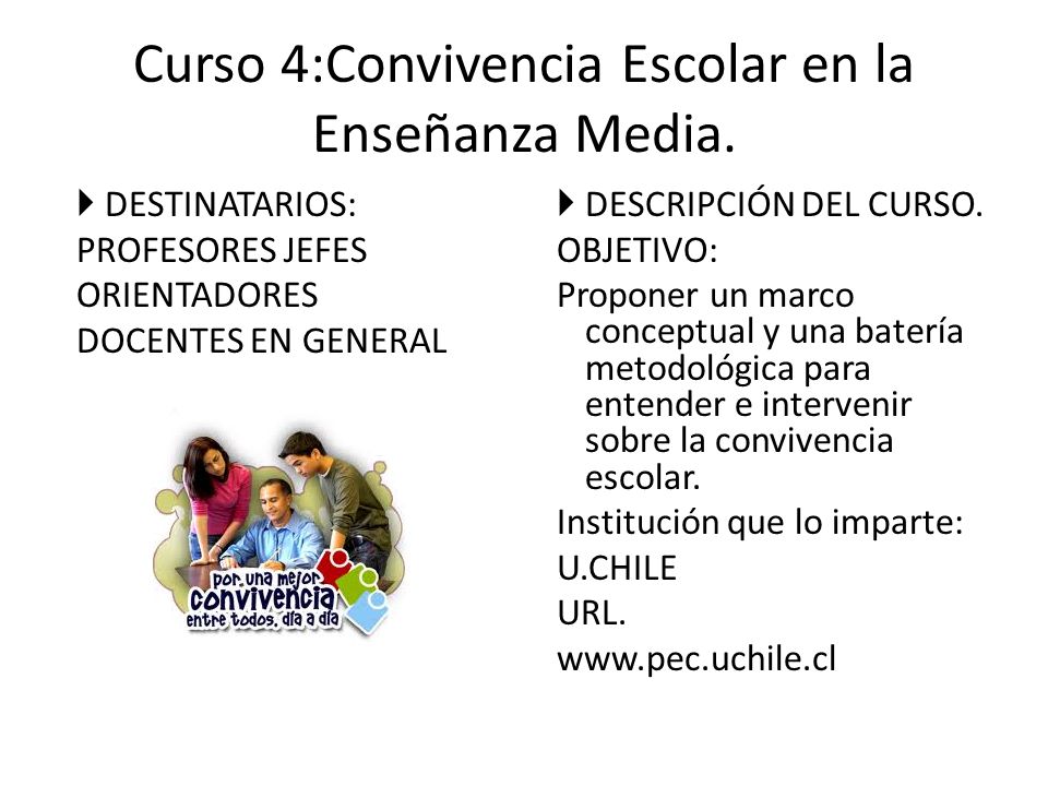 Curso 4:Convivencia Escolar en la Enseñanza Media.