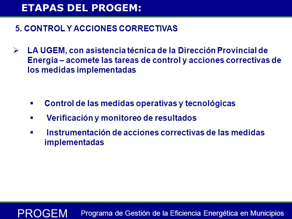 PROGEM Programa de Gestión de la Eficiencia Energética en Municipios 5.