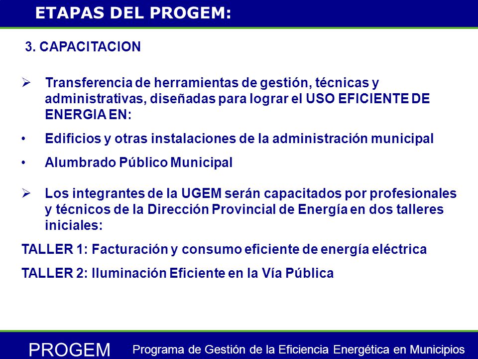 PROGEM Programa de Gestión de la Eficiencia Energética en Municipios 3.