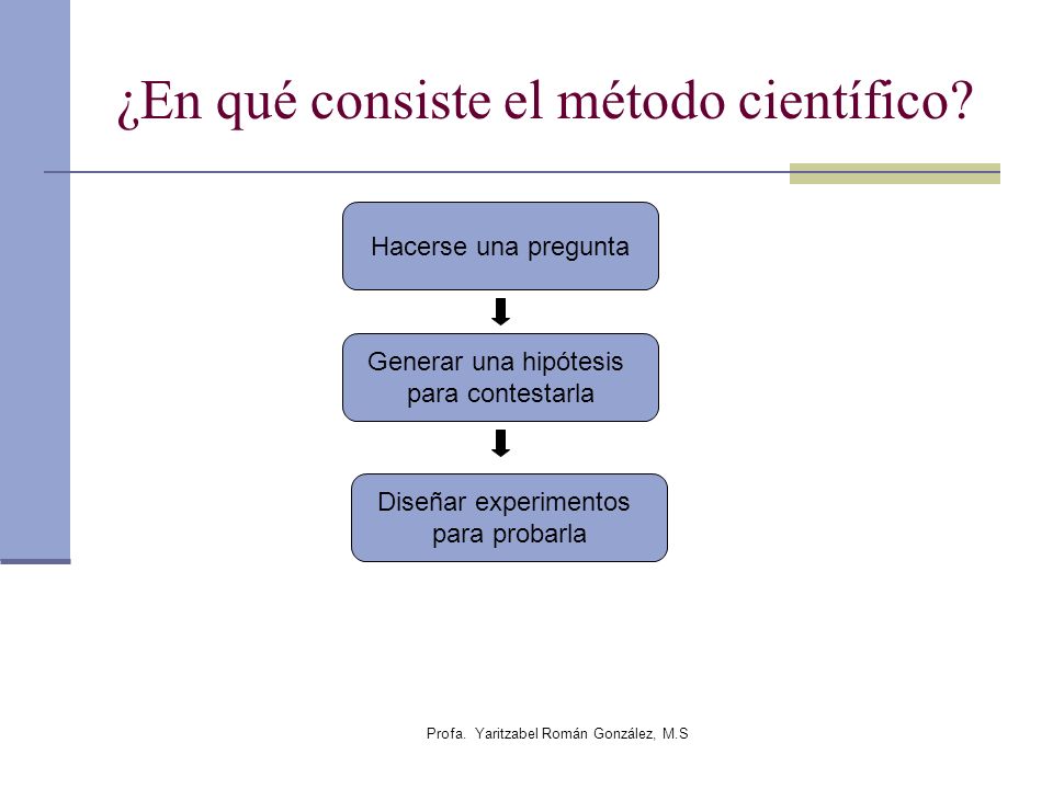 Profa. Yaritzabel Román González, M.S ¿En qué consiste el método científico.