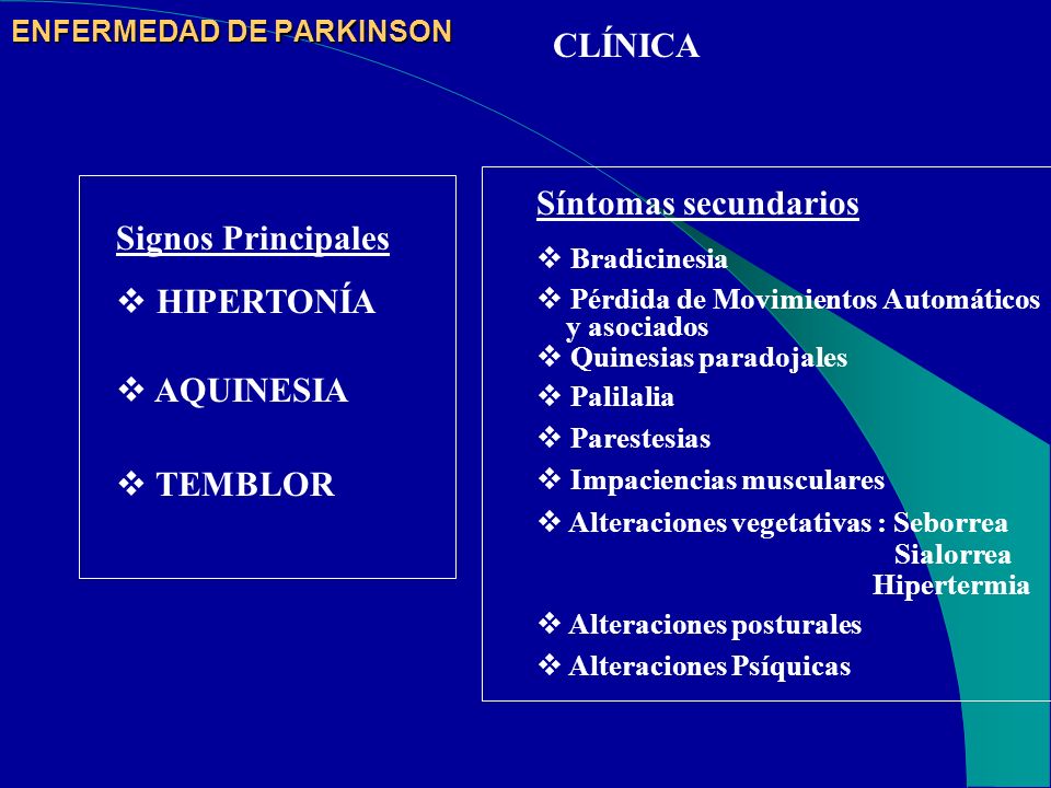 Parkinson hipertónia. A magas vérnyomás hatásai