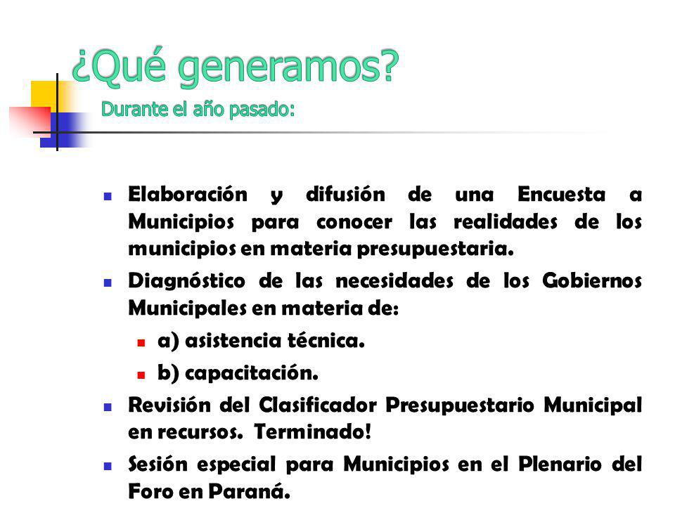 Elaboración y difusión de una Encuesta a Municipios para conocer las realidades de los municipios en materia presupuestaria.