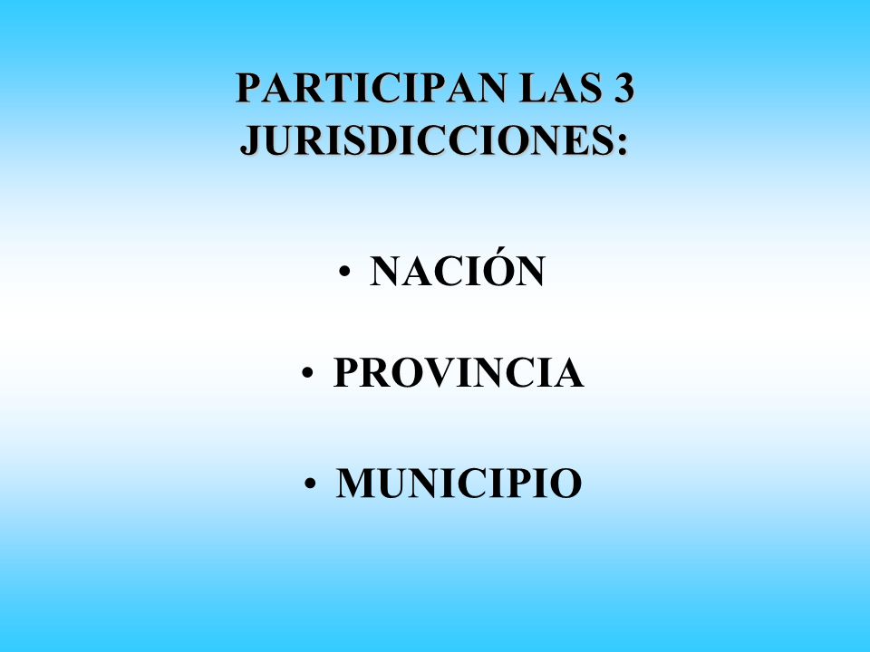 PARTICIPAN LAS 3 JURISDICCIONES: PROVINCIA NACIÓN MUNICIPIO