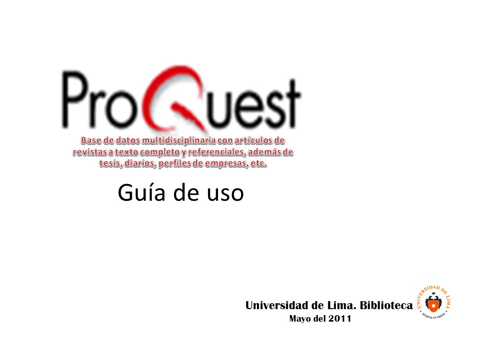 Guía de uso Universidad de Lima. Biblioteca Mayo del 2011