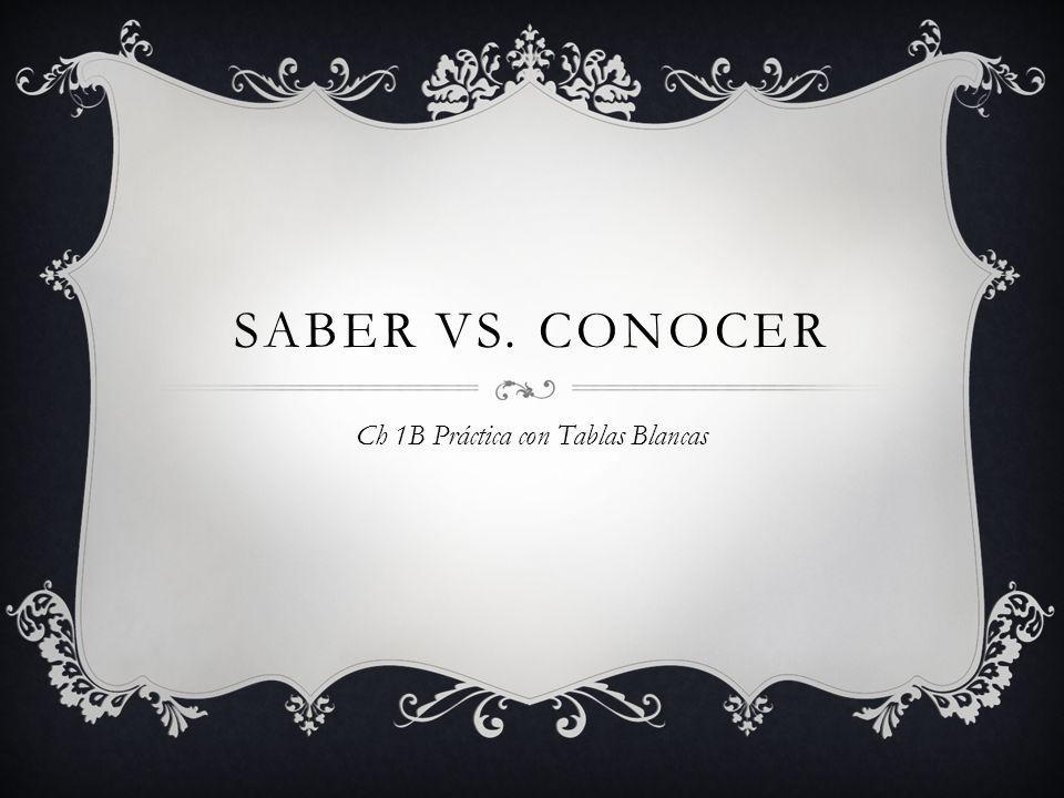 SABER VS. CONOCER Ch 1B Práctica con Tablas Blancas