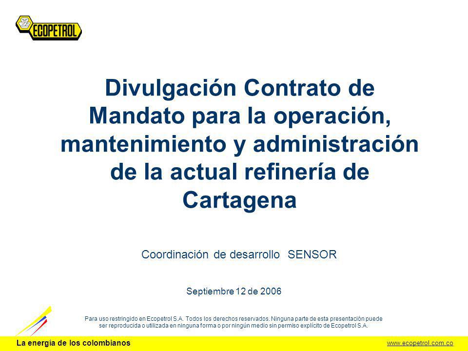 La energía de los colombianos Para uso restringido en Ecopetrol S.A.