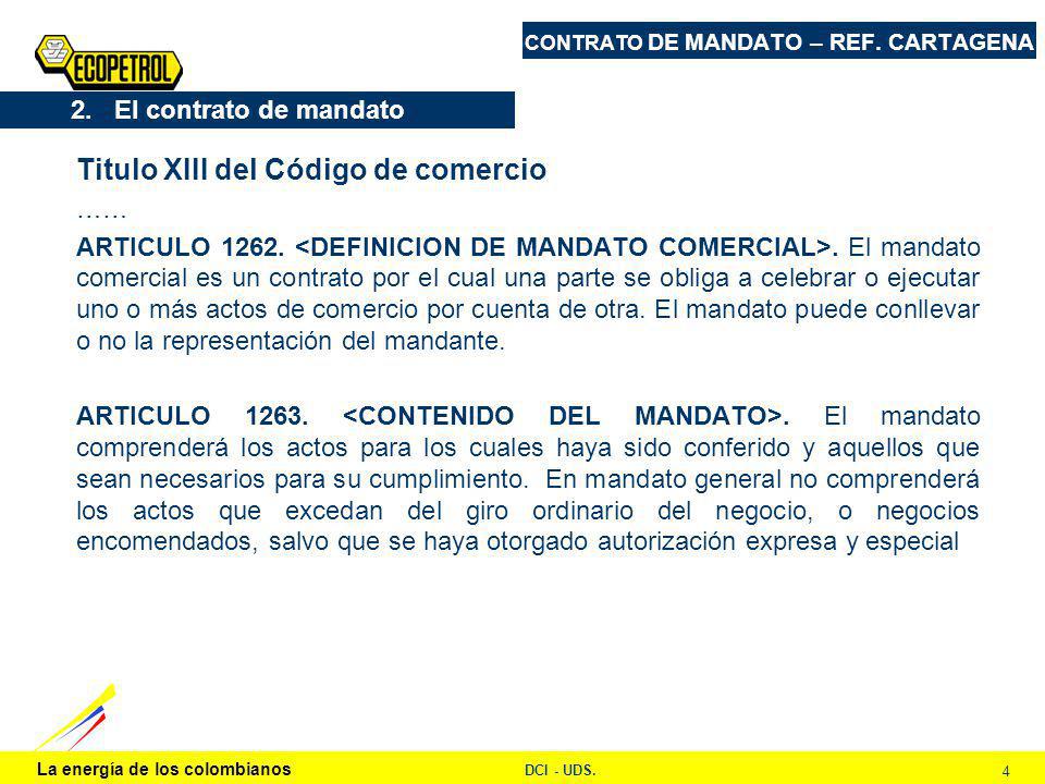La energía de los colombianos DCI - UDS. 4 CONTRATO DE MANDATO – REF.