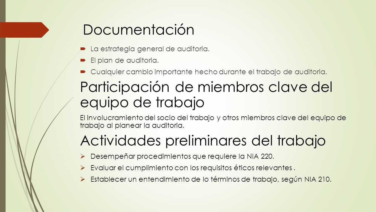 Documentación  La estrategia general de auditoria.
