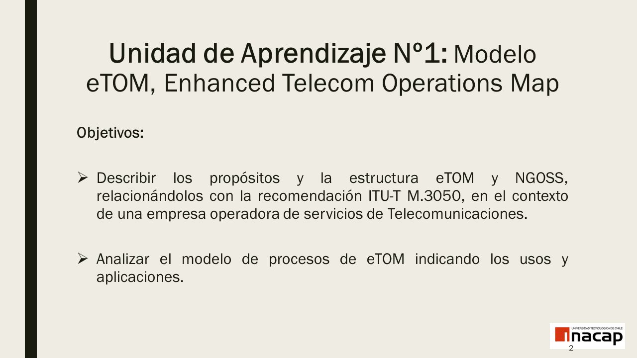 ARQUITECTURA DE REDES TEAR06-T Unidad de Aprendizaje Nº1: Modelo eTOM,  Enhanced Telecom Operations Map Objetivos:  Describir los propósitos y la.  - ppt descargar