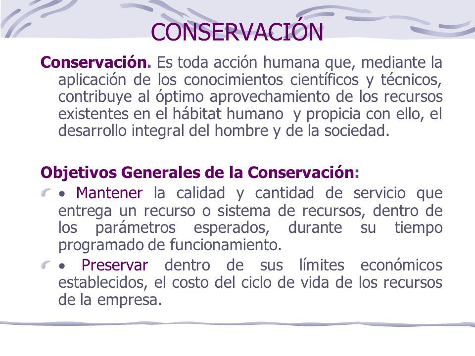 CONSERVACIÓN Conservación.