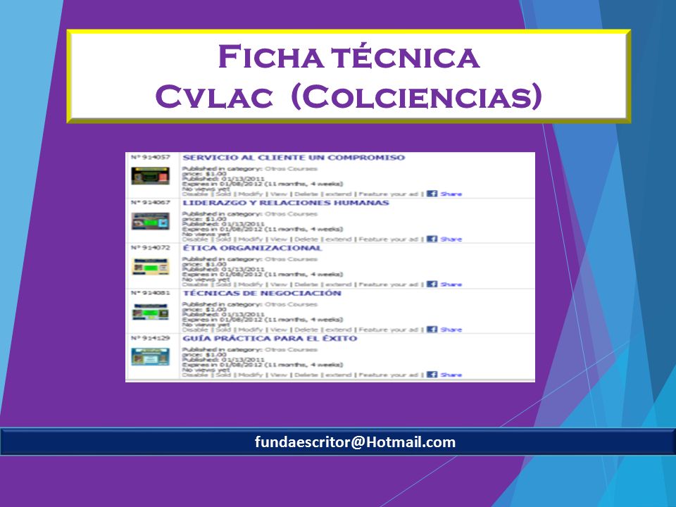 Ficha técnica Cvlac (Colciencias)