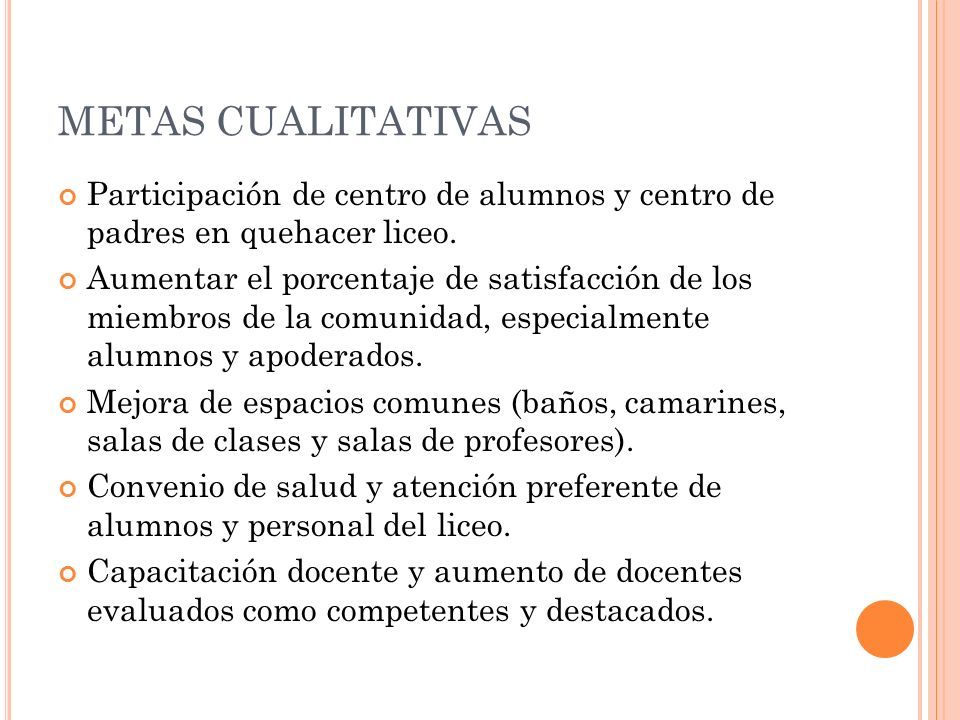METAS CUALITATIVAS Participación de centro de alumnos y centro de padres en quehacer liceo.
