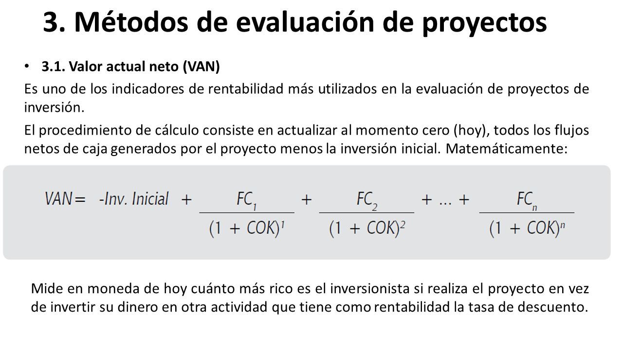 3. Métodos de evaluación de proyectos 3.1.