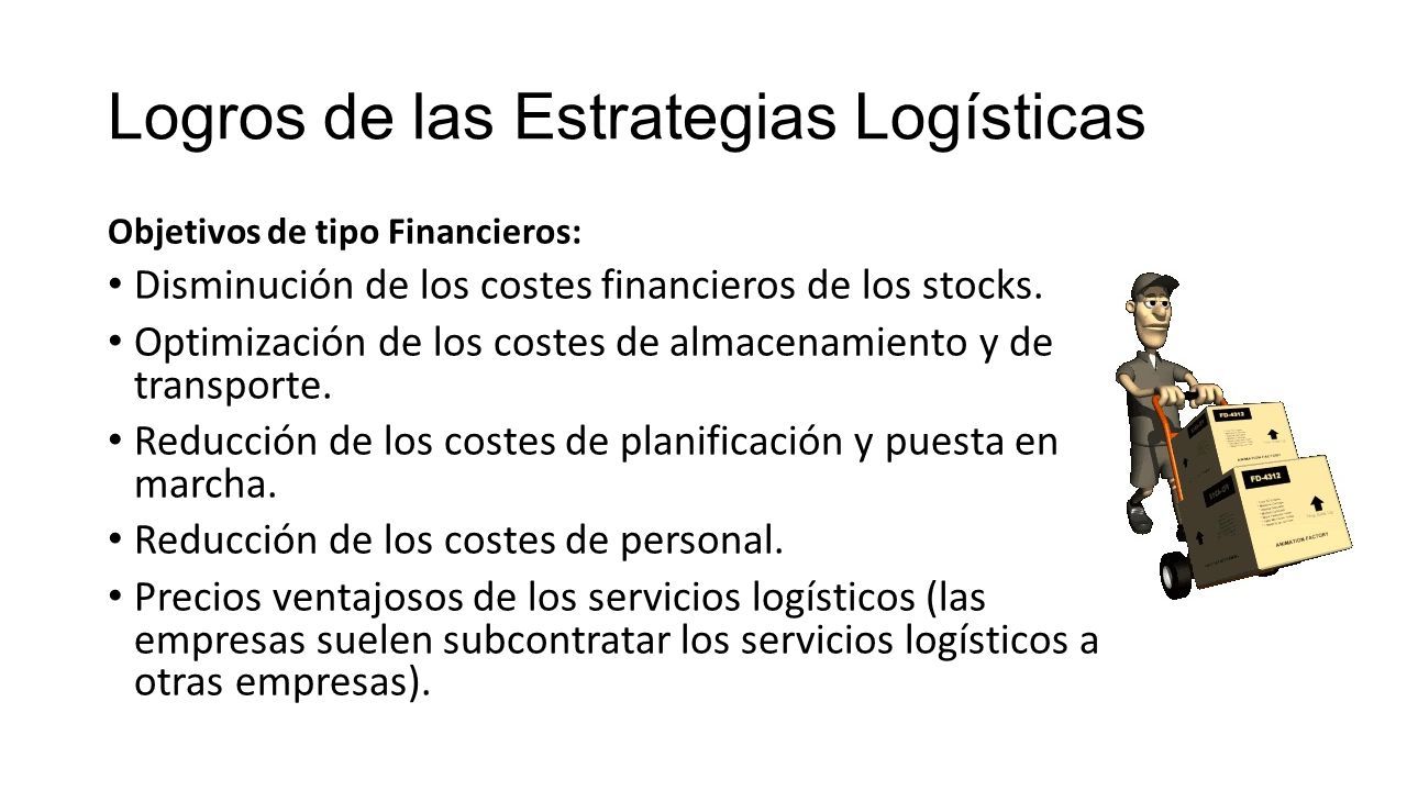 Logros de las Estrategias Logísticas Objetivos de tipo Financieros: Disminución de los costes financieros de los stocks.