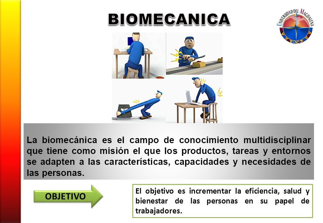 La biomecánica es el campo de conocimiento multidisciplinar que tiene como misión el que los productos, tareas y entornos se adapten a las características, capacidades y necesidades de las personas.