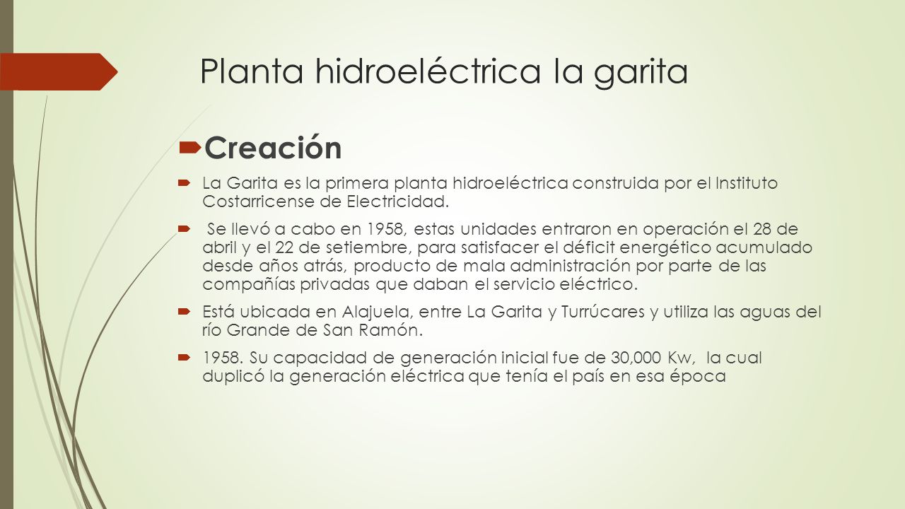 Planta Hidroelectrica La Garita Creacion La Garita Es La