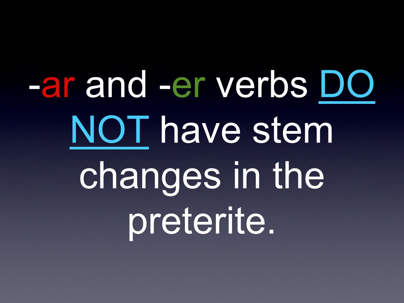 -ar and -er verbs DO NOT have stem changes in the preterite.