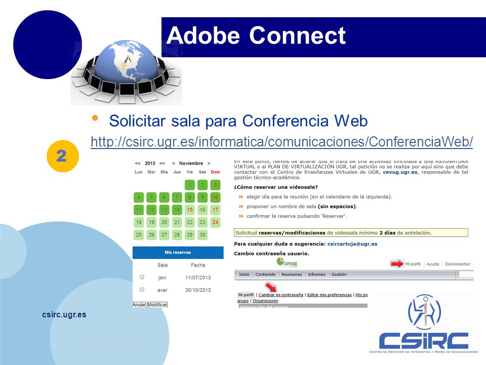 Adobe Connect csirc.ugr.es Solicitar sala para Conferencia Web   2