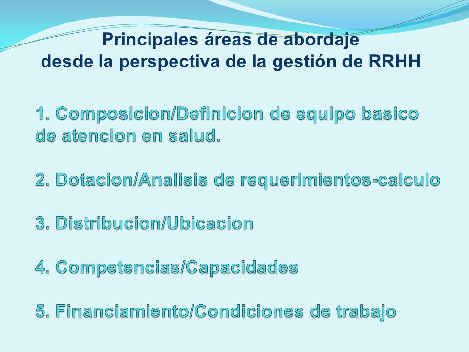 Principales áreas de abordaje desde la perspectiva de la gestión de RRHH