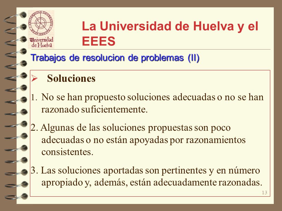 13 La Universidad de Huelva y el EEES Soluciones 1.