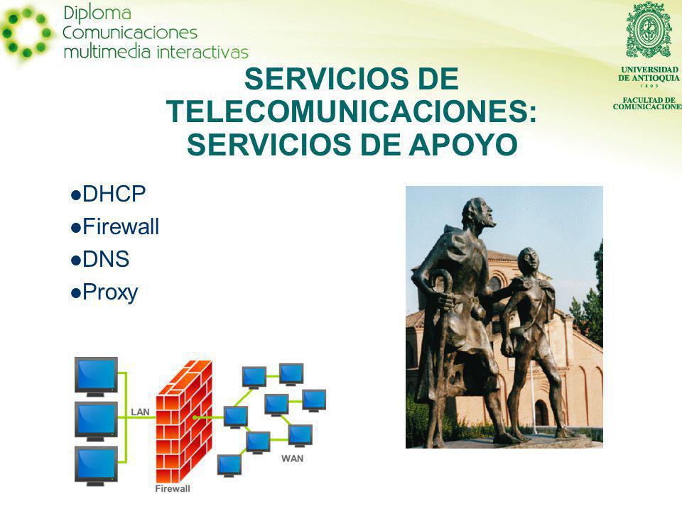 DHCP Firewall DNS Proxy SERVICIOS DE TELECOMUNICACIONES: SERVICIOS DE APOYO